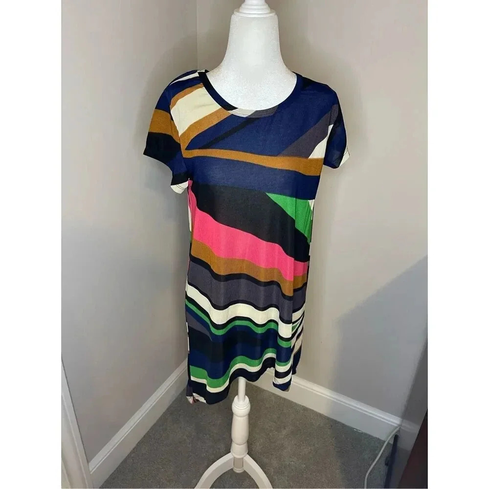 NWT‎ Julia Women's Striped Dress Multicolor Short Sleeve Size M